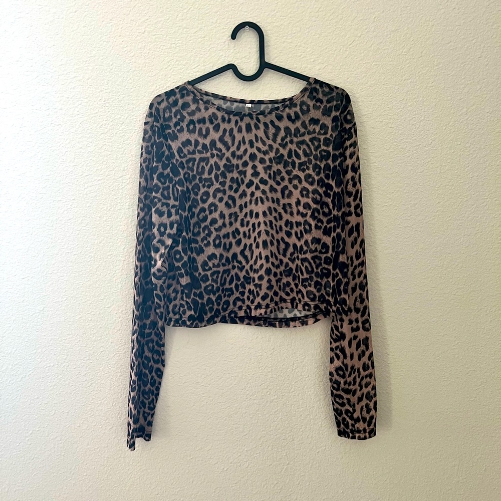 Animal Print long sleeve sheer top